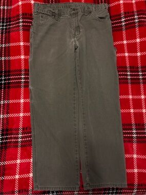 Dickies Olive Cargo Work Pants - Straight Leg